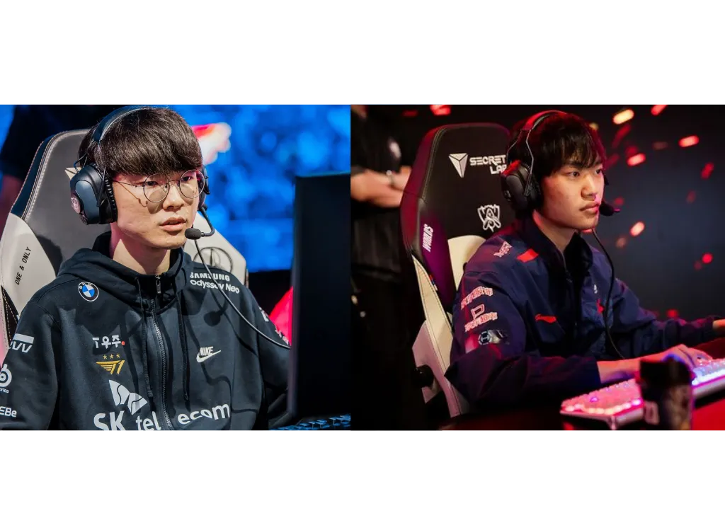 LOL冠軍賽明星選手對決:Faker(右)與Knight(左)