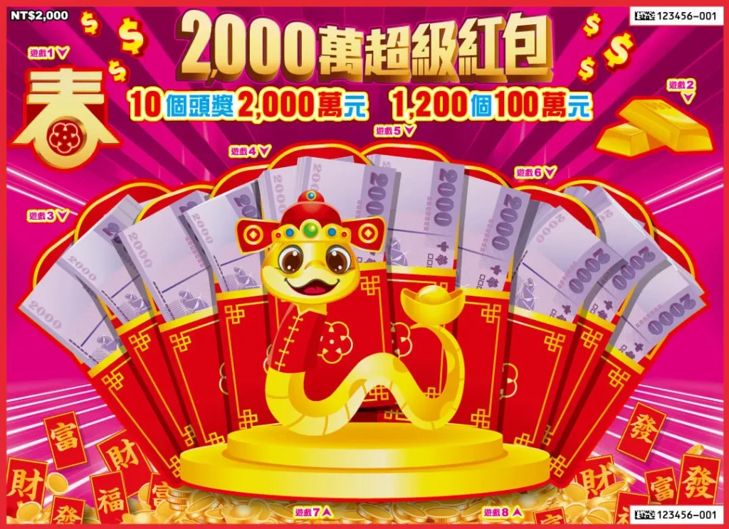 2025刮刮樂推薦：2000萬超級紅包