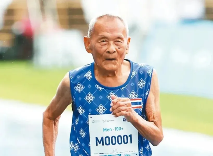 本屆最高齡參賽者,105歲泰國選手薩旺參加一百公尺短跑奪金 /*圖片取自記者葉信菉(攝影)